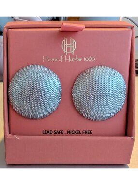 House Of Harlow 1960 Silver-Tone Mesh Dome Earrings Lead Safe Nickel Free